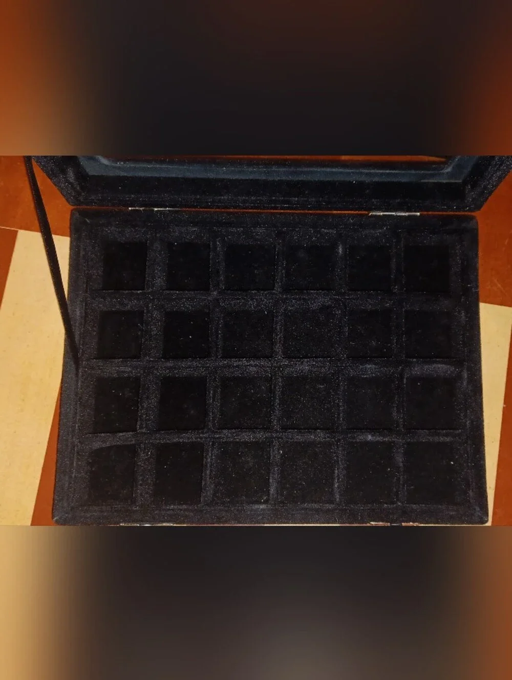 2 Black Velvet Jewelry Box with Glass and Silver Hardware